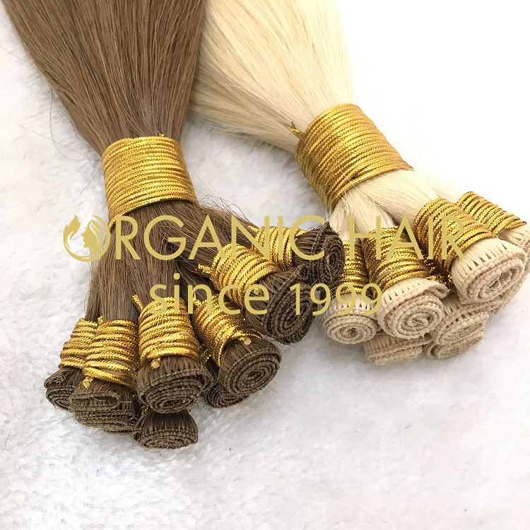 Human customized full cuticle hand tied weft on sale I1